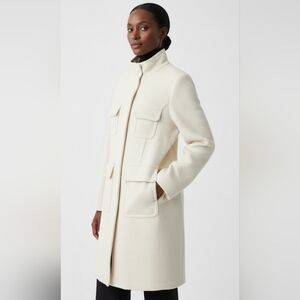Express Design Studio Mid Length Cream Slightly Tailored Coat